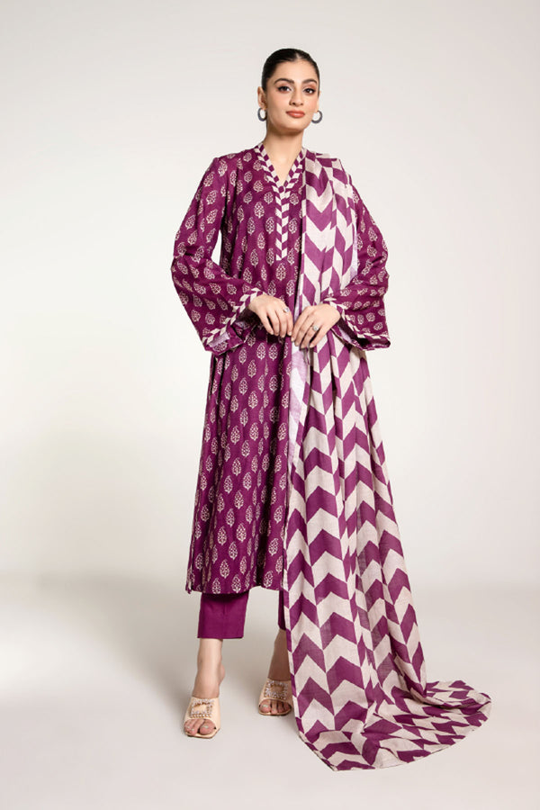 PRINTED SLUB KHADDAR 3 PCS (UNSTITCHED)