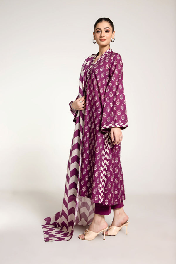 PRINTED SLUB KHADDAR 3 PCS (UNSTITCHED)