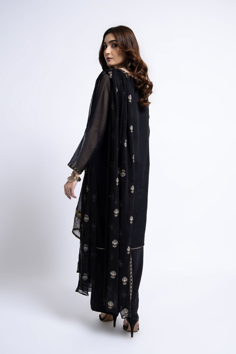 PRET EMBROIDERED KARANDI NET 3 PCS