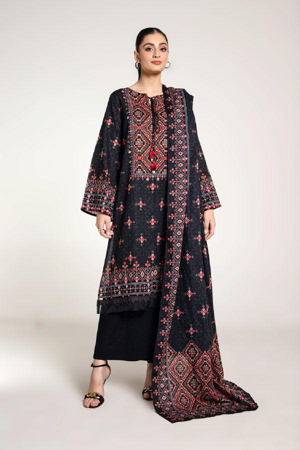 PRINTED SLUB KHADDAR 3 PCS (UNSTITCHED)