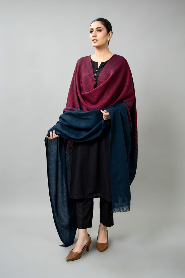 YARN DYED WOOL SHAWL 1 PCS