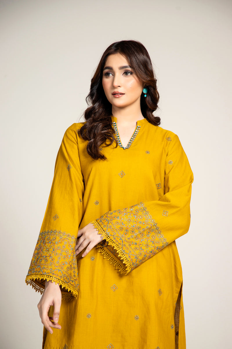 EMBROIDERED SLUB KHADDAR  2 PCS (UNSTITCHED)