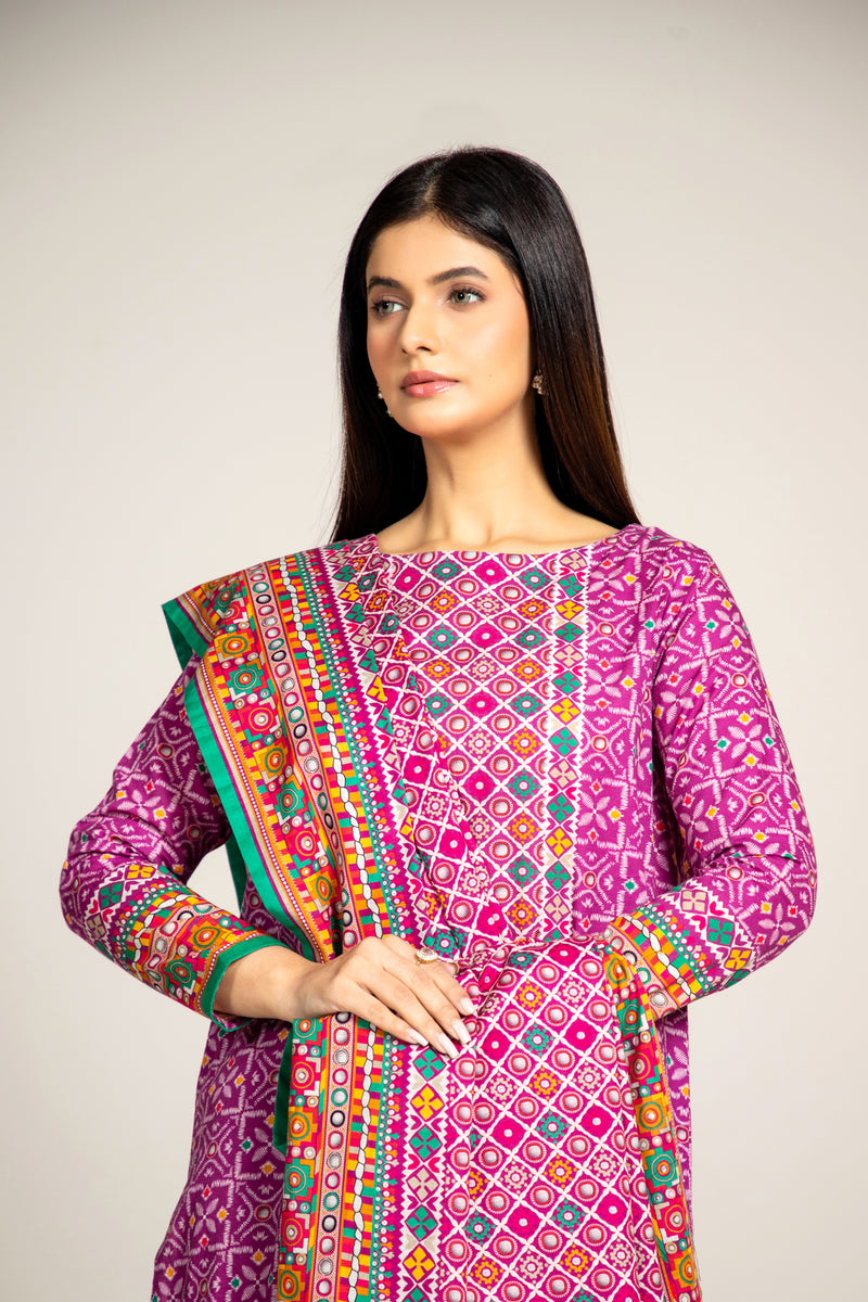 PRINTED SLUB KHADDAR 3 PCS (UNSTITCHED)