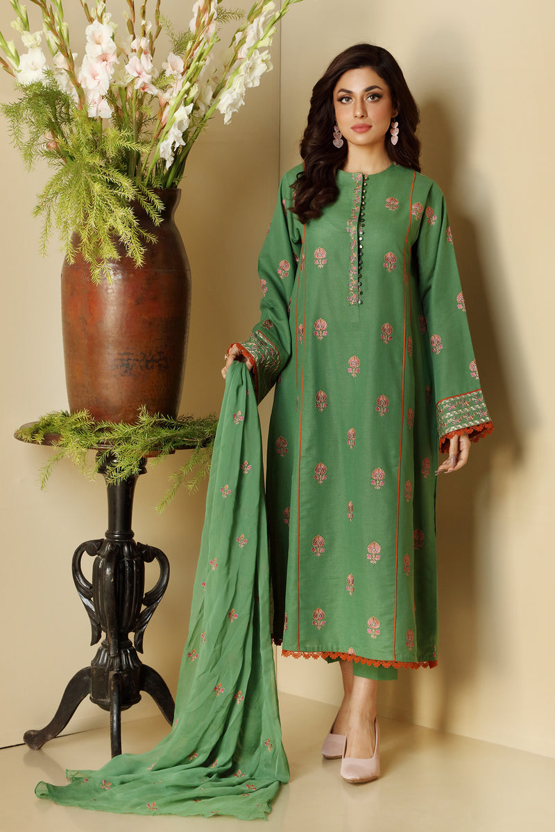 EMBROIDERED  KARANDI LAWN 3PCS