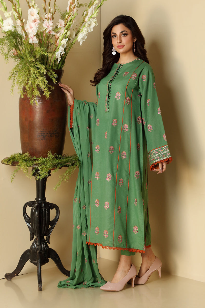 EMBROIDERED  KARANDI LAWN 3PCS