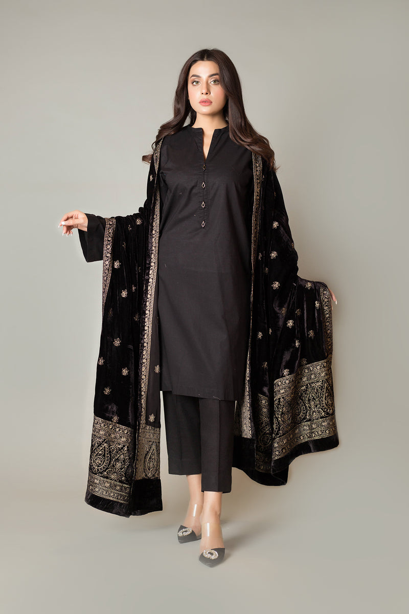 EMBROIDERED  VELVET SHAWL