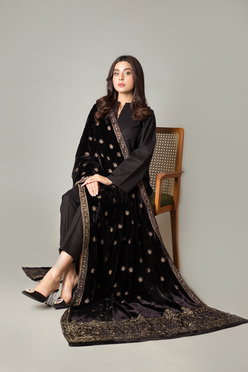 EMBROIDERED  VELVET SHAWL