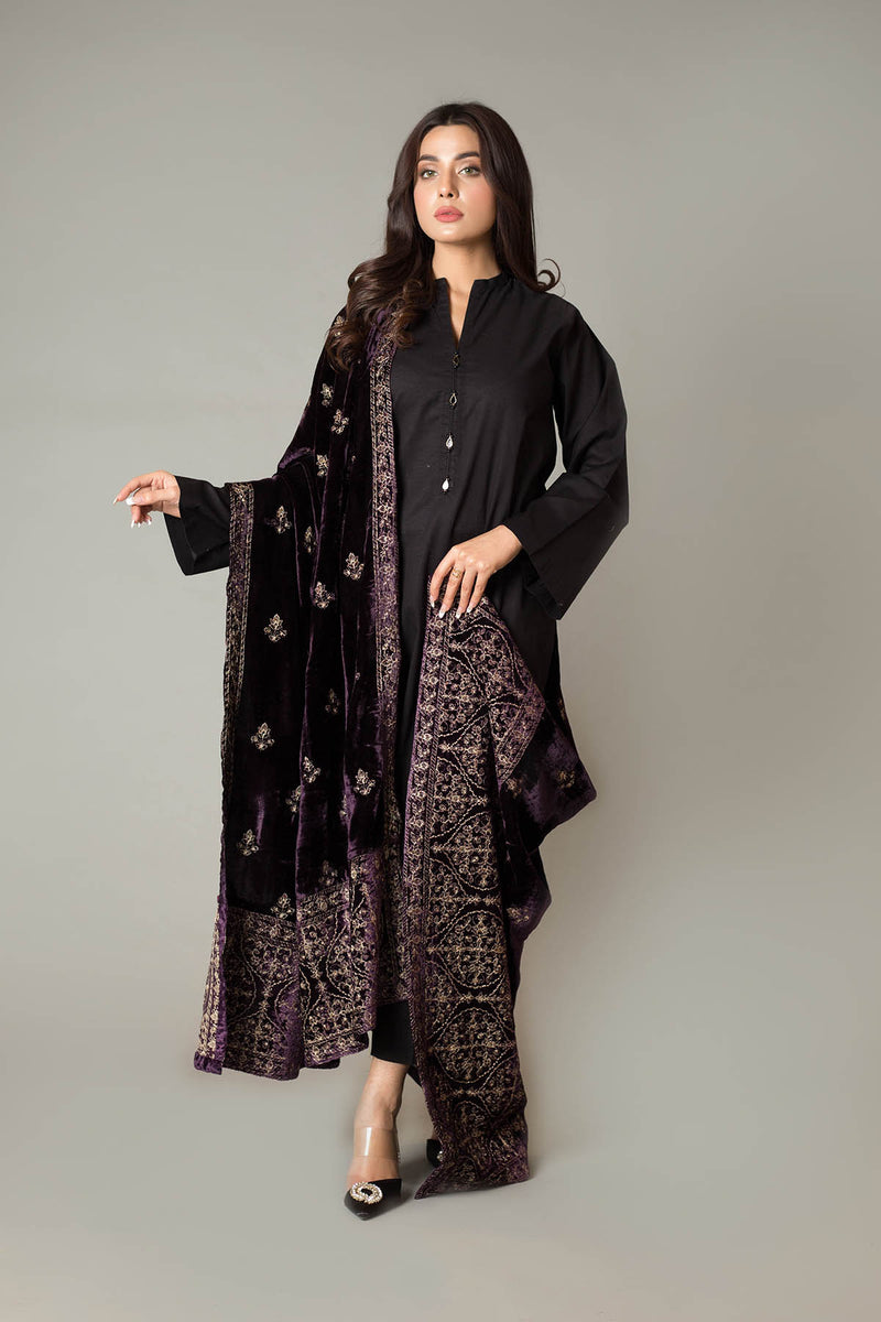 EMBROIDERED  VELVET SHAWL
