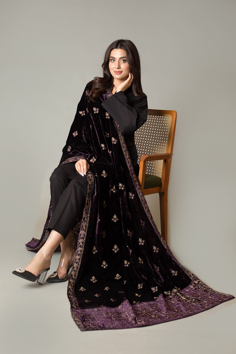 EMBROIDERED  VELVET SHAWL