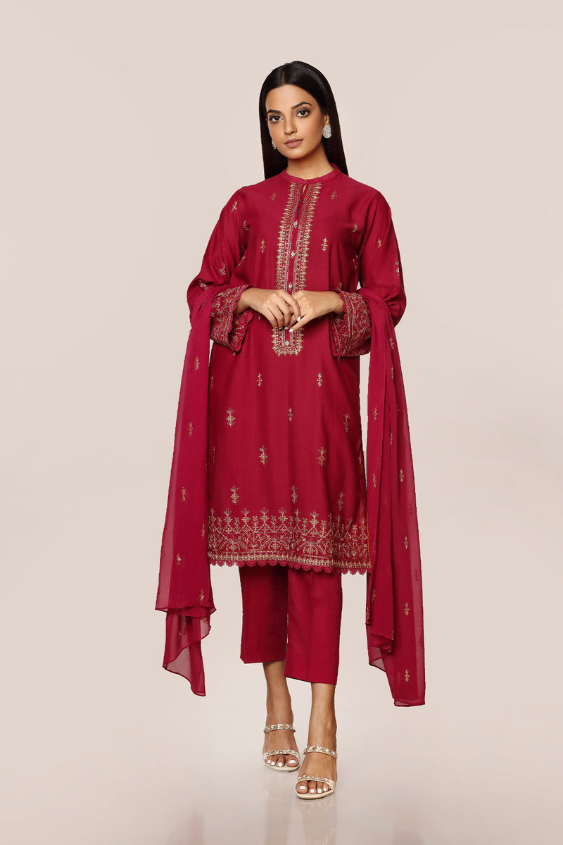 EMBROIDERED  KARANDI LAWN 3PCS