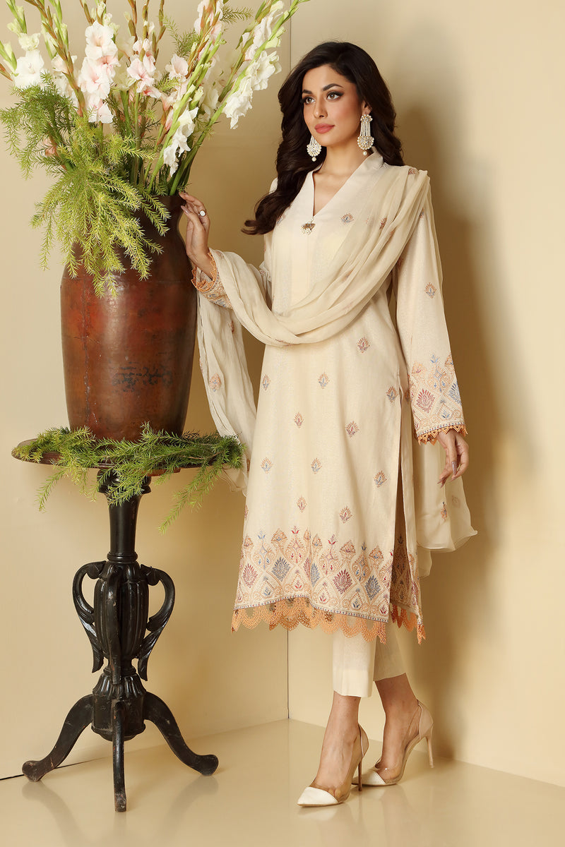 EMBROIDERED KARANDI LAWN 3PCS