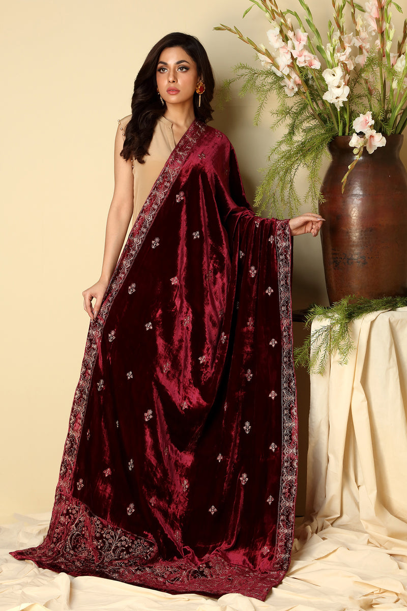 EMBROIDERED  VELVET SHAWL