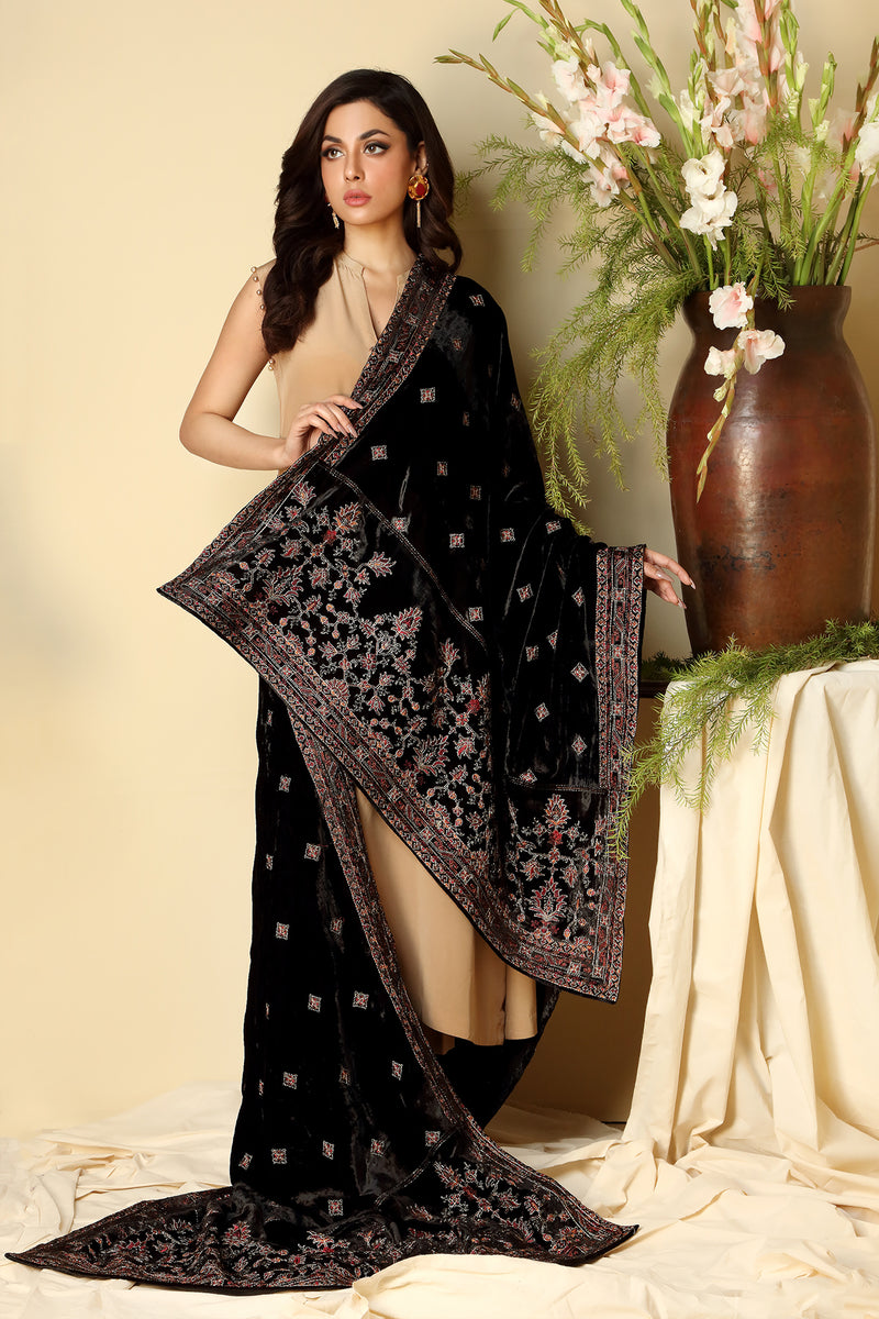 EMBROIDERED VELVET SHAWL