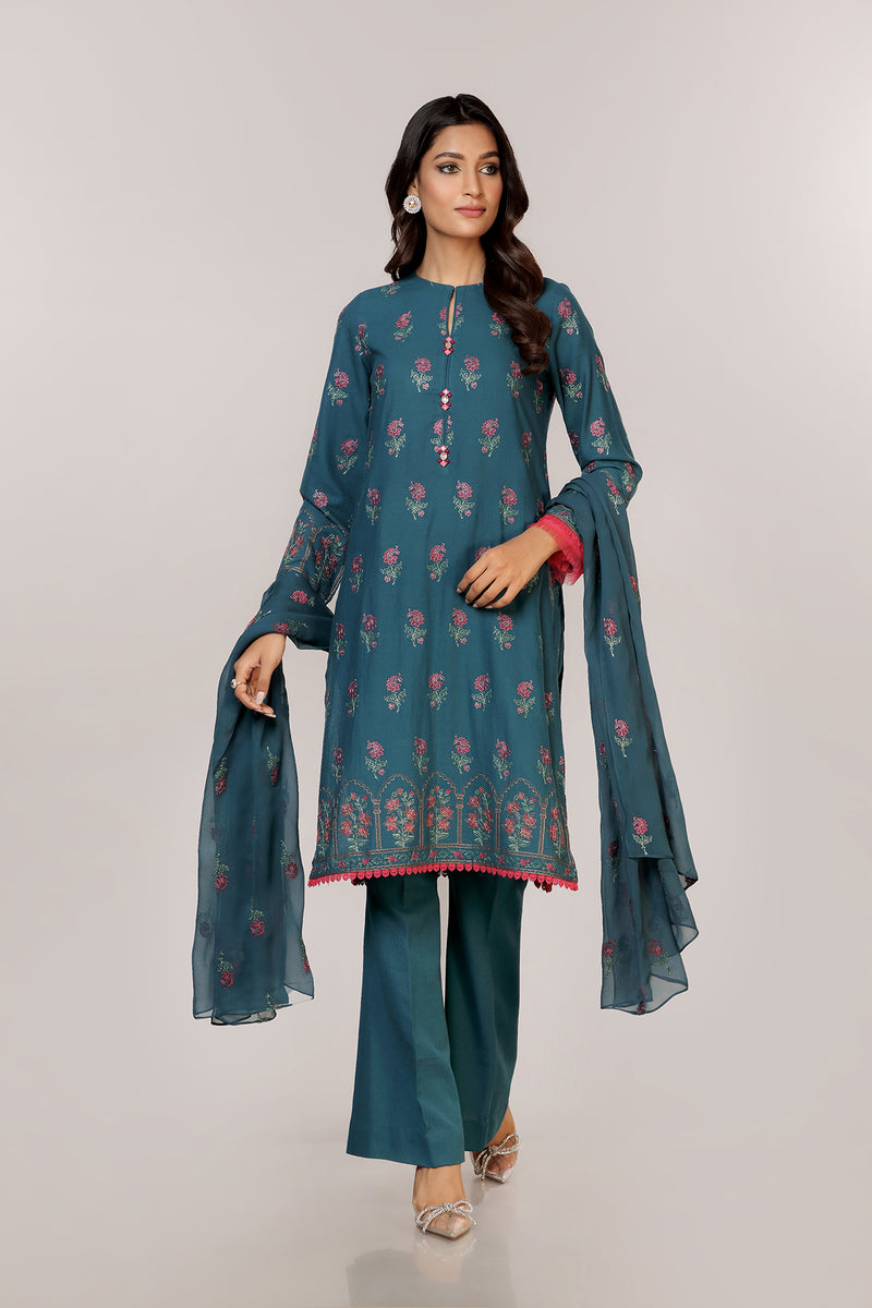 EMBROIDERED  KARANDI LAWN 3PCS