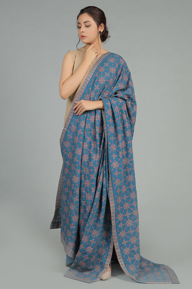 EMBROIDERED  KARANDI LAWN SHAWL