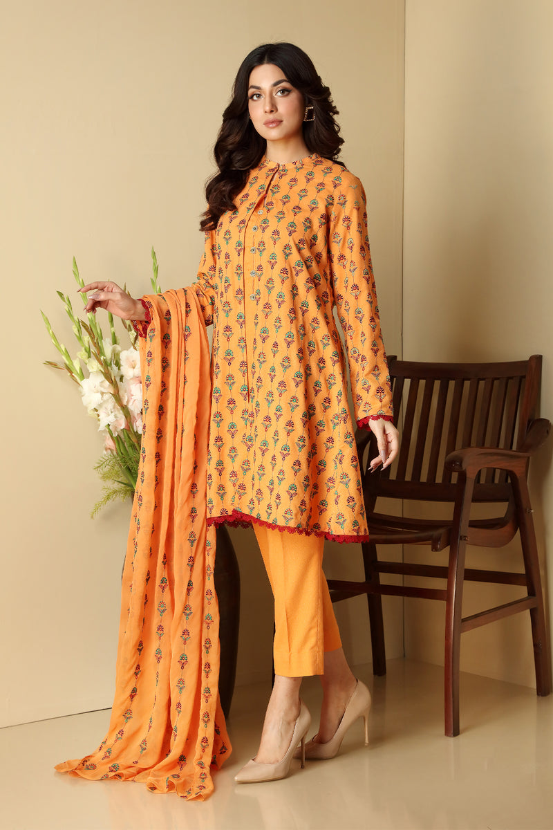 EMBROIDERED  KARANDI LAWN 3PCS