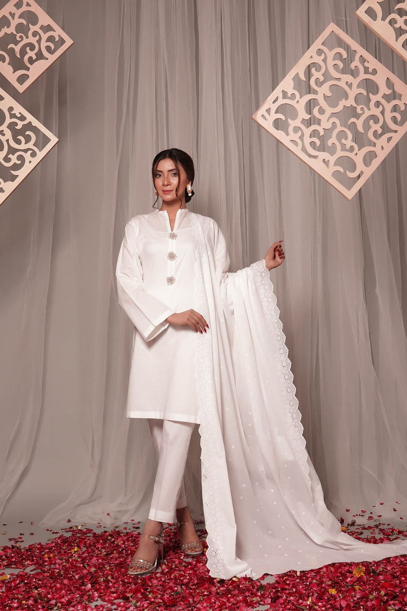 EMBROIDERED LAWN SHAWL