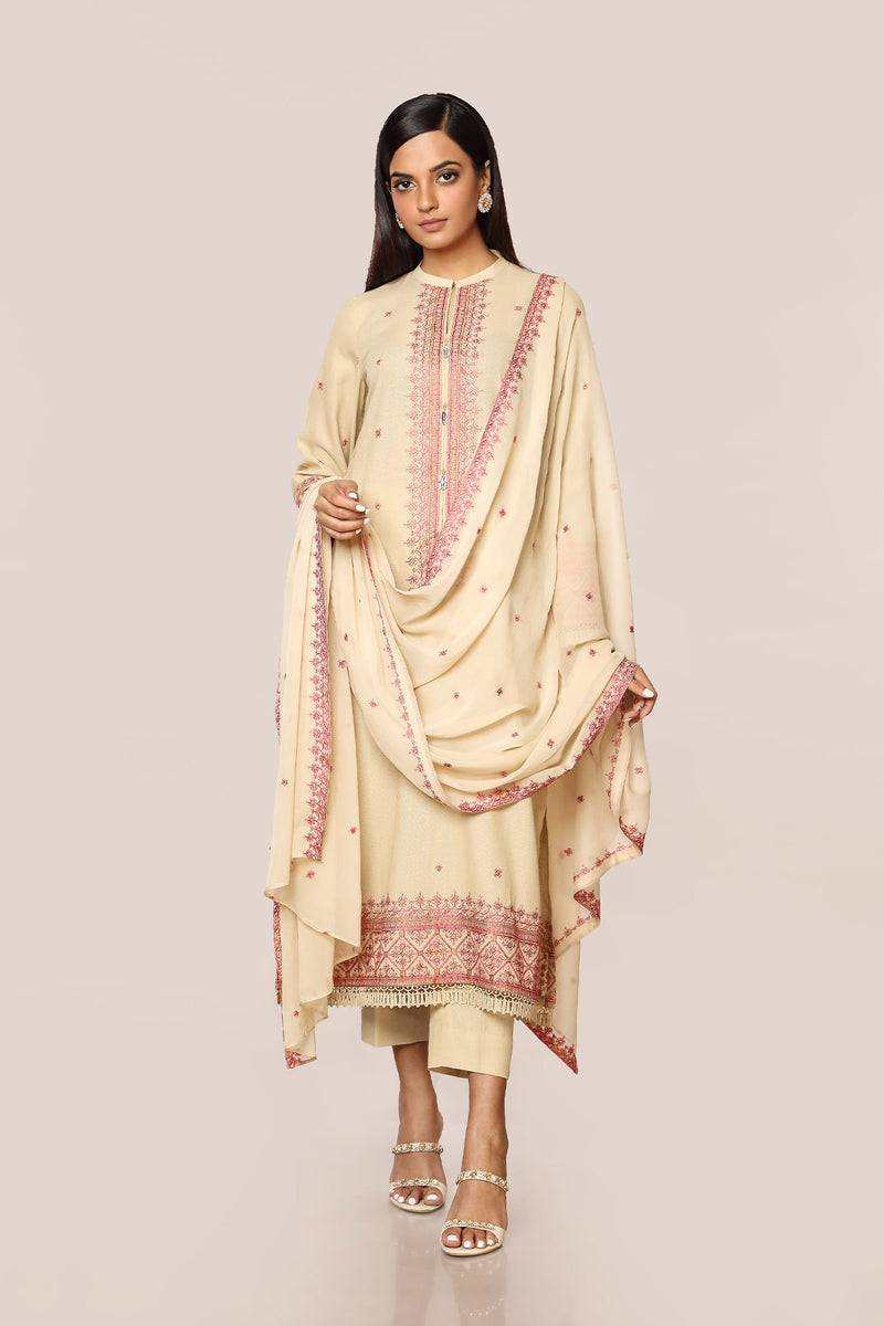 EMBROIDERED  KARANDI LAWN 3PCS