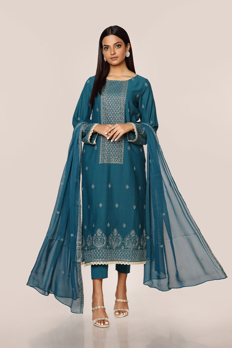 EMBROIDERED  KARANDI LAWN 3PCS