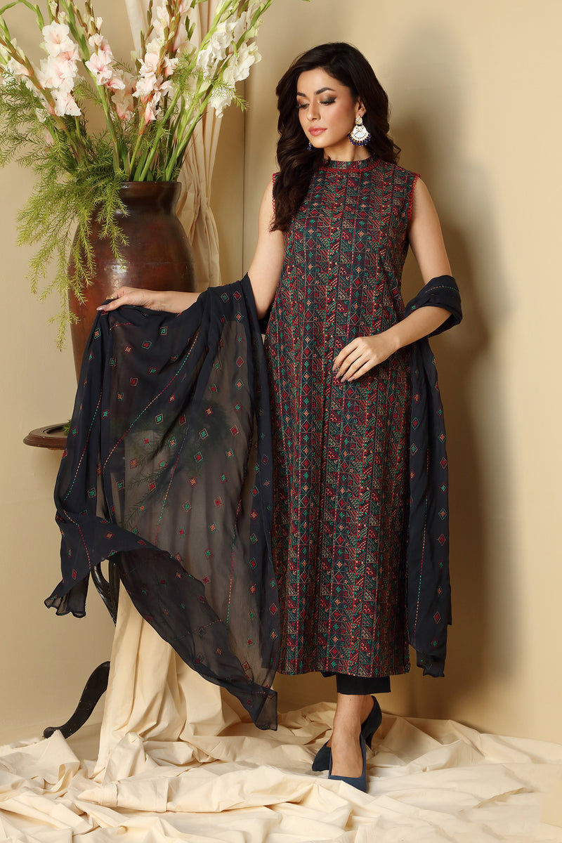 EMBROIDERED KARANDI LAWN 3PCS
