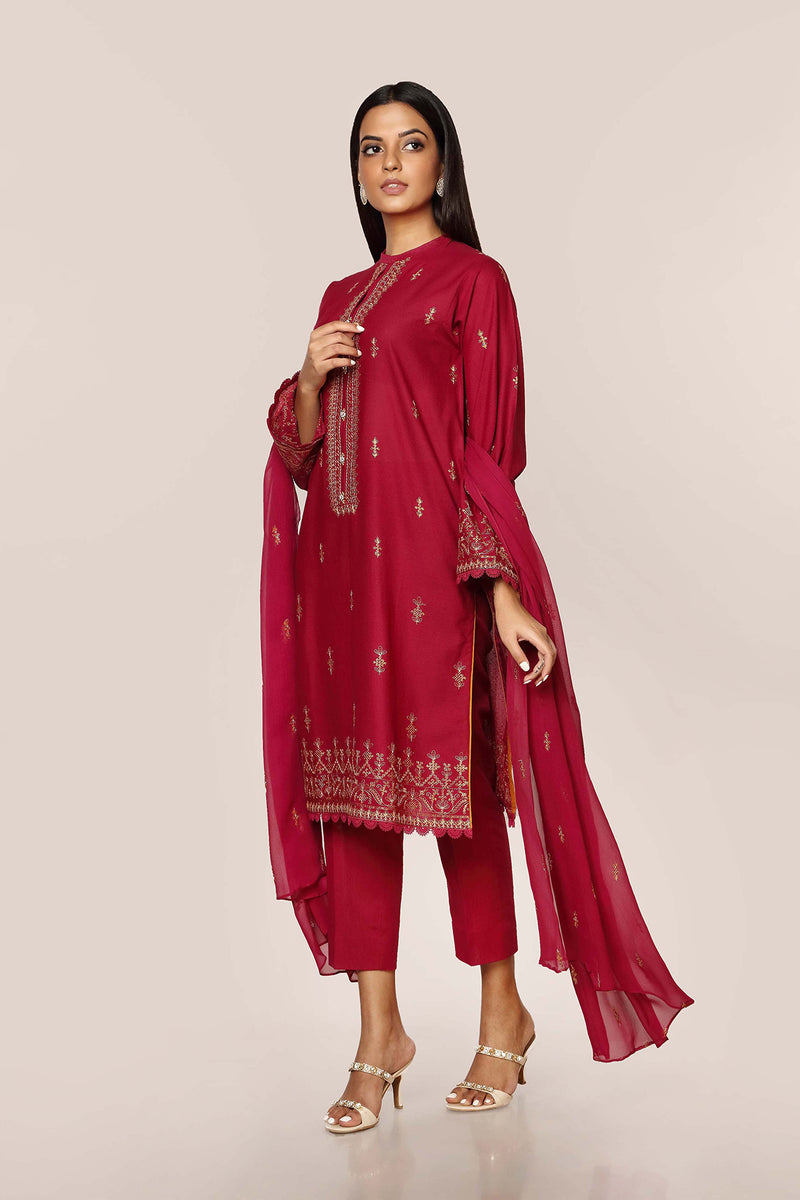 EMBROIDERED  KARANDI LAWN 3PCS