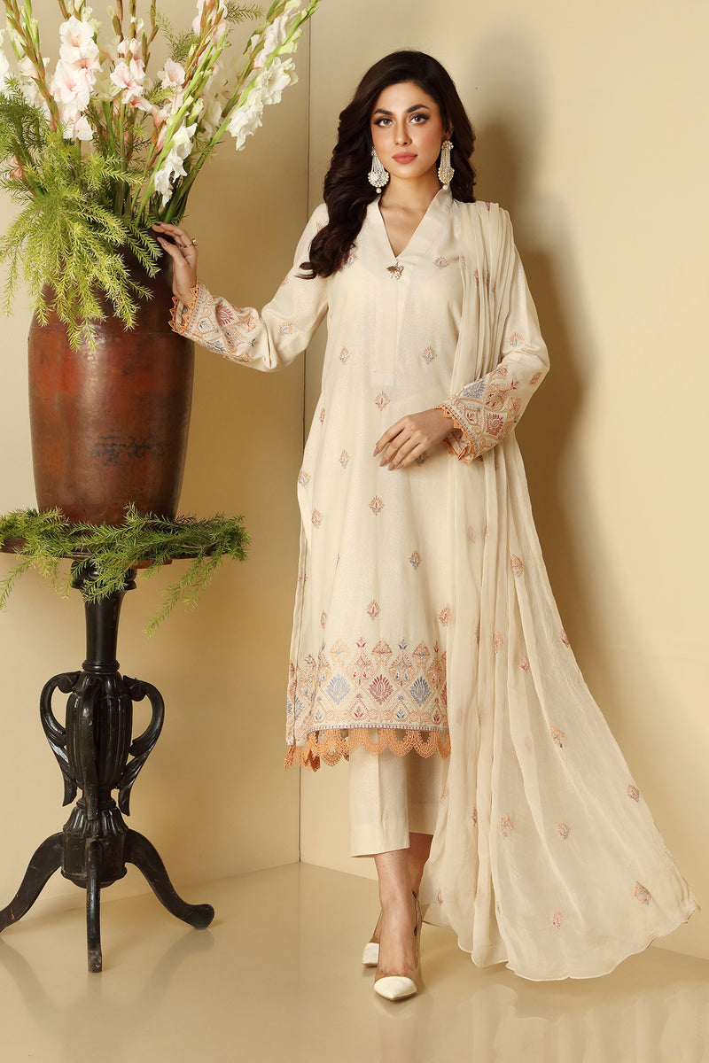 EMBROIDERED KARANDI LAWN 3PCS