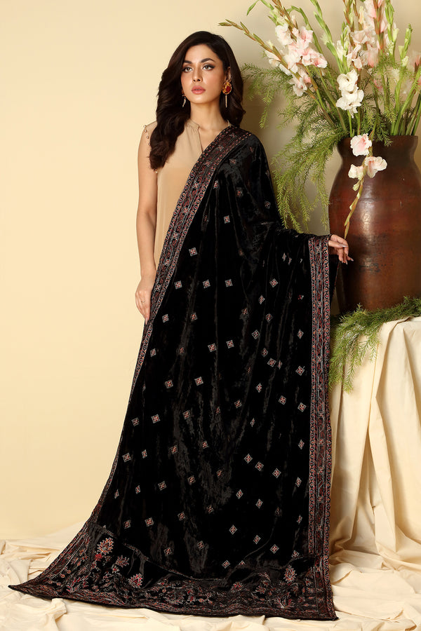 EMBROIDERED VELVET SHAWL