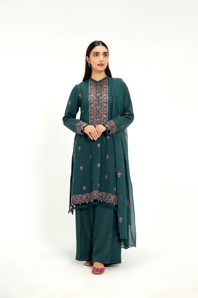 EMBROIDERED COTTON KARANDI  3 PCS (UNSTITCHED)