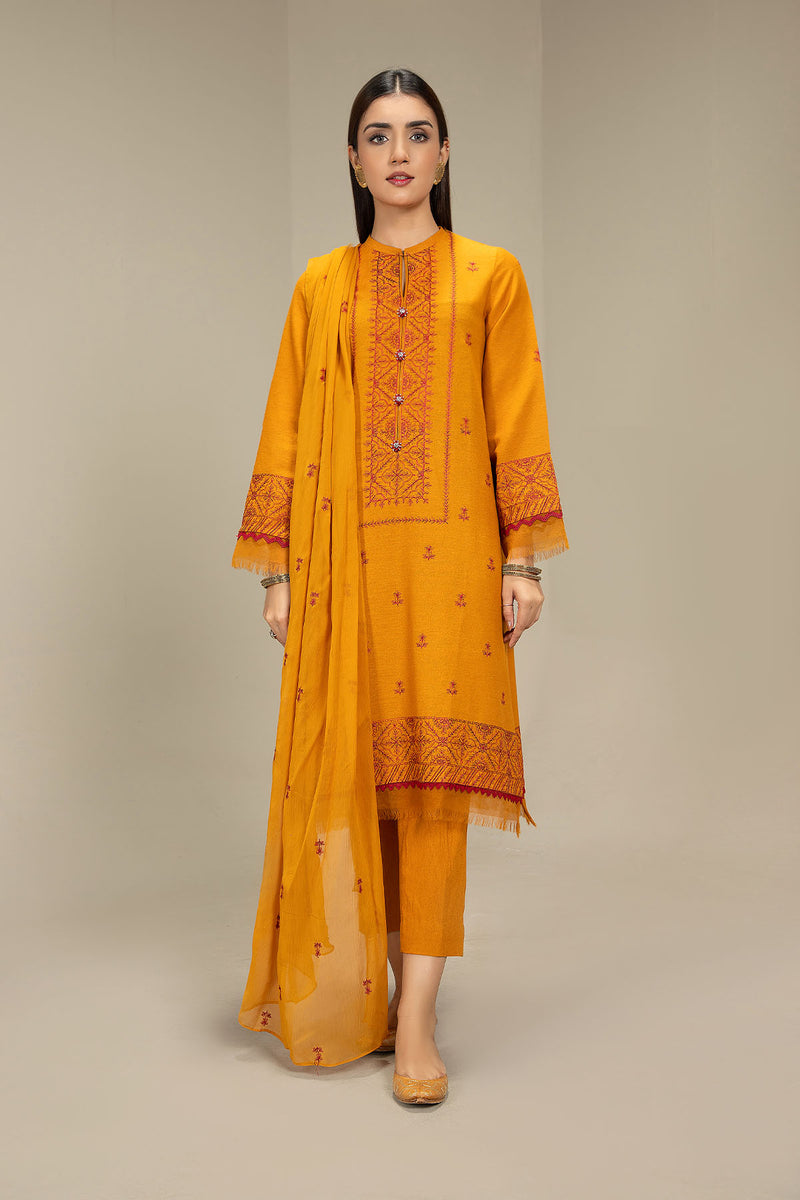 EMBROIDERED COTTON  KARANDI 3PCS (UNSTITCHED)