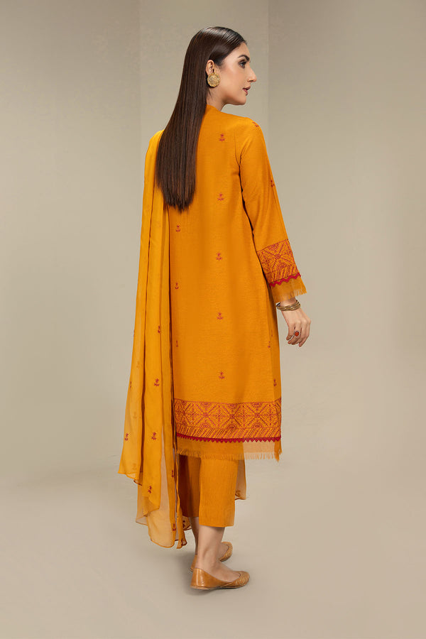 EMBROIDERED COTTON  KARANDI 3PCS (UNSTITCHED)