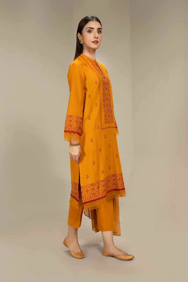 EMBROIDERED COTTON  KARANDI 3PCS (UNSTITCHED)