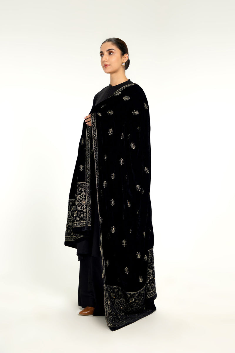 EMBROIDERED VELVET SHAWL