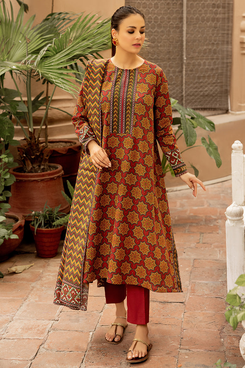 PRINTED KHADDAR 3 PCS, Winter Collection 2021